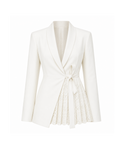 Pleated Panel Wrap Blazer — Ivory Cotton