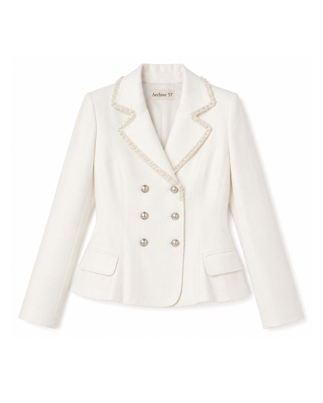 Gaia Peplum Jacket in Ivory Matka Silk