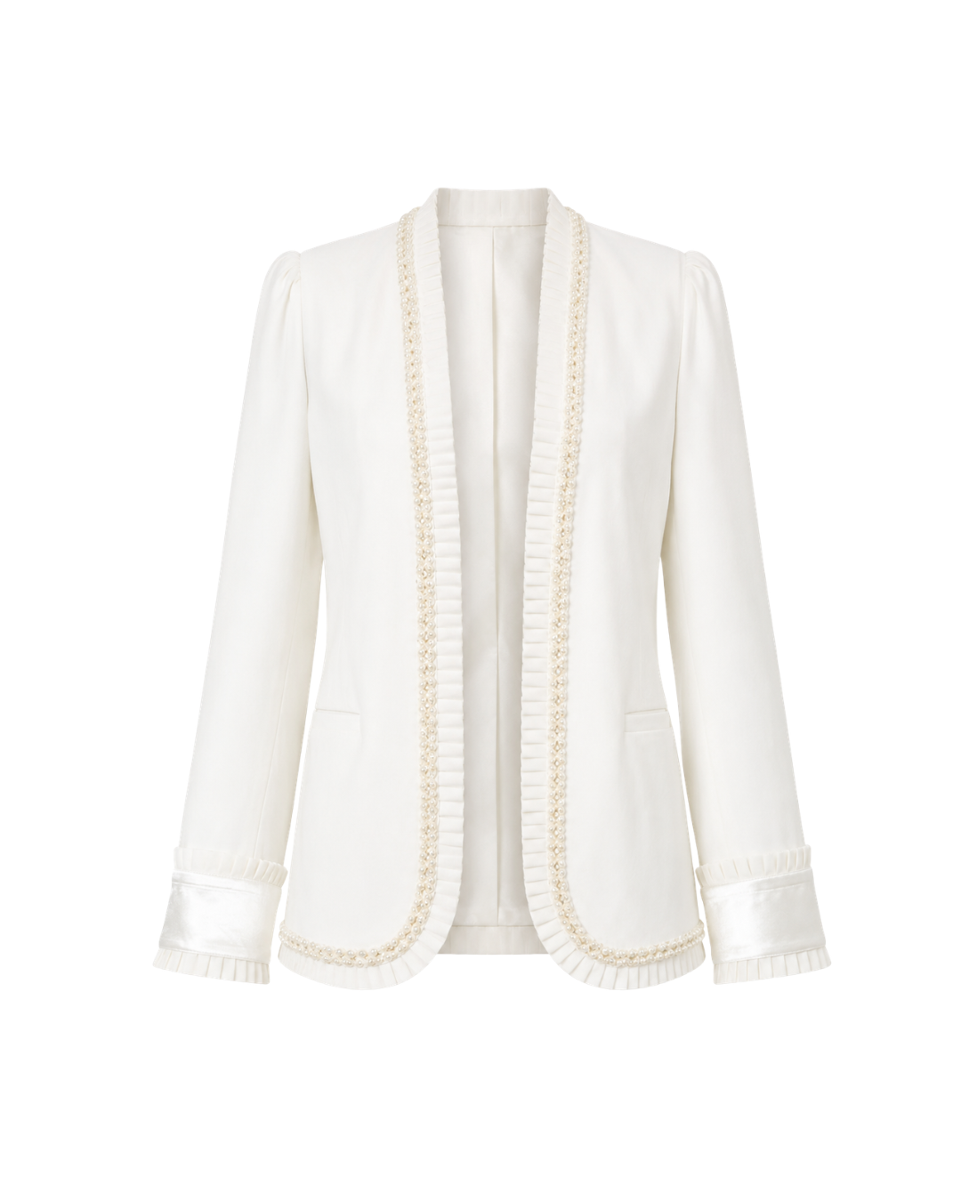 Pleated Pearl Jacket — Ivory Cotton