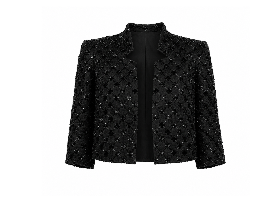 Cross Cut Embroidered Cropped Blazer