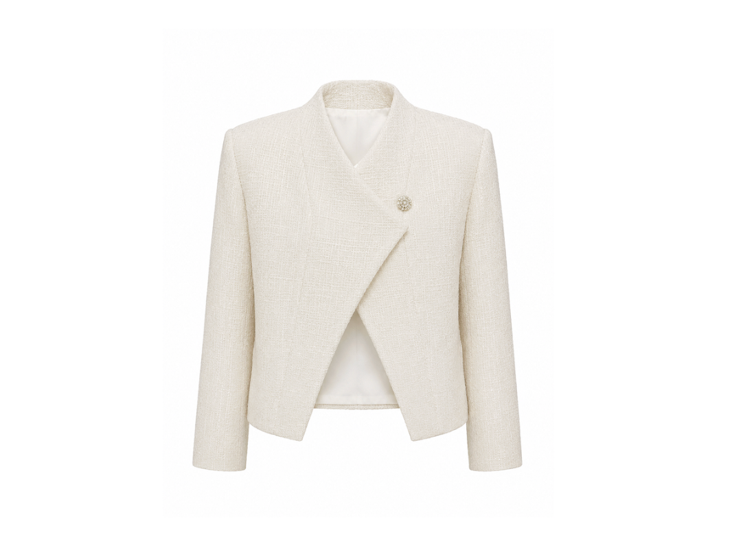 Fringed Tweed Peplum Blazer
