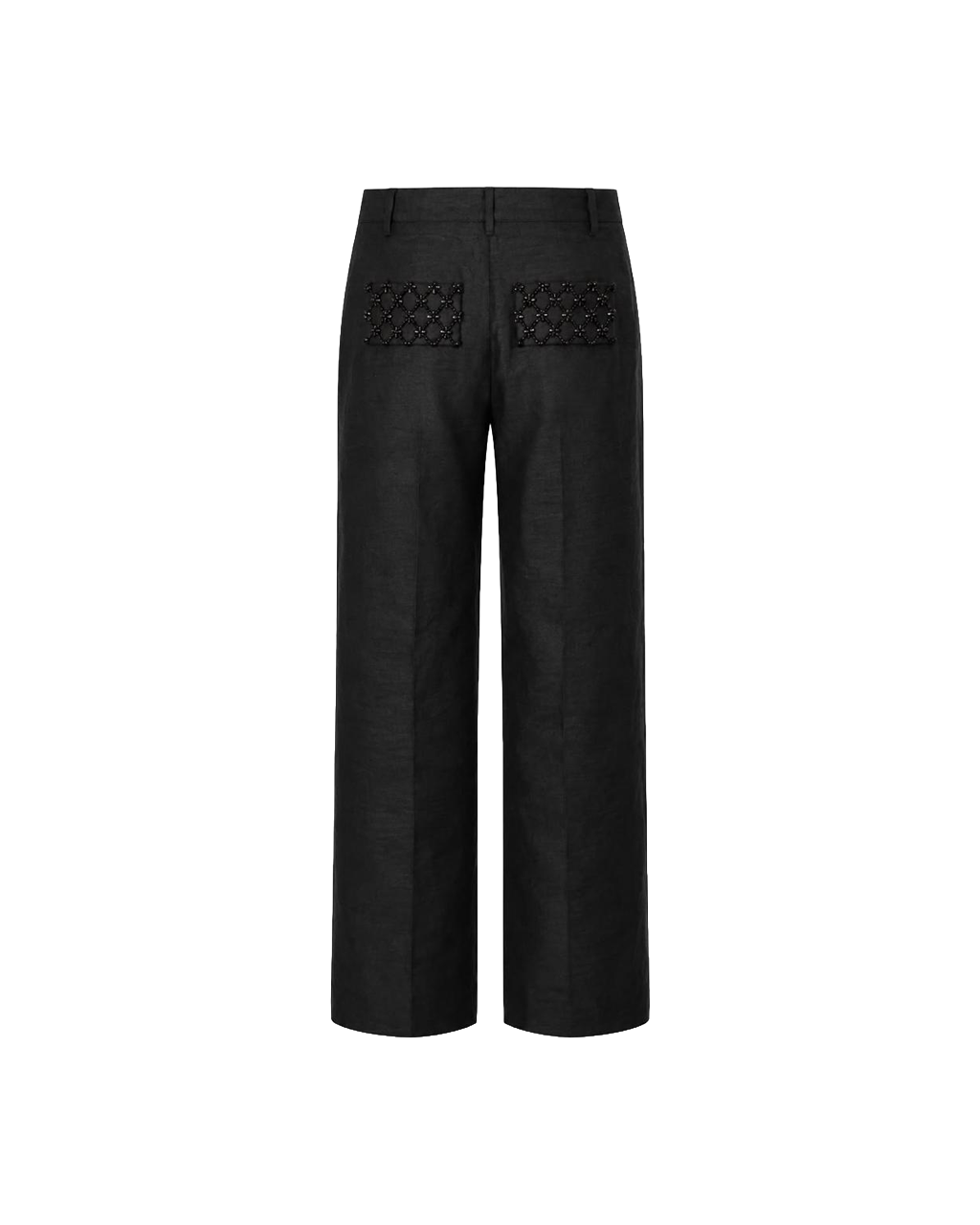 Embroidered Back Pocket Tailored Matka Silk Trousers